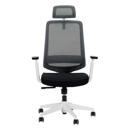 Компьютерное кресло Лондон Офис white/Сиденье ткань черная / Спинка сетка черная в Шатура